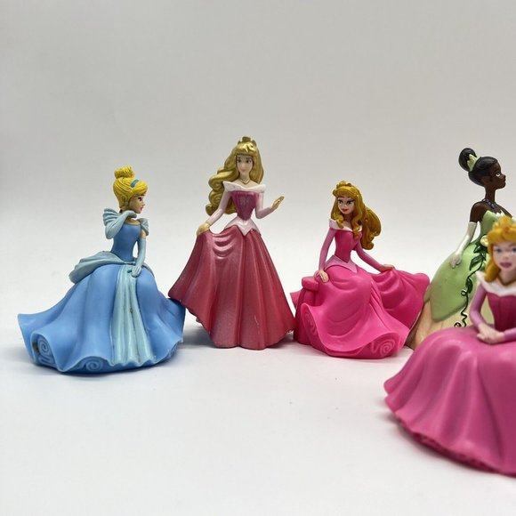 Disney Princess Lot Of 8 Cake Topper Figures Toys Tiana Cinderella‎ Aurora Snow - Picture 3 of 6